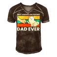 Best American Eskimo Dad Ever Funny American Eskimo Dad Men's Short Sleeve V-neck 3D Print Retro Tshirt Brown