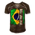 Best Brazilian Dad Ever Brazil Daddy Fathers Day Men's Short Sleeve V-neck 3D Print Retro Tshirt Brown