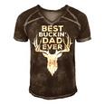 Best Buckin Dad Ever Deer Hunters Men's Short Sleeve V-neck 3D Print Retro Tshirt Brown