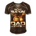Best Buckin Dad Ever Deer Hunting Bucking Father Men's Short Sleeve V-neck 3D Print Retro Tshirt Brown