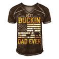 Best Buckin Dad Ever Funny Deer Hunter Cool Hunting Men's Short Sleeve V-neck 3D Print Retro Tshirt Brown