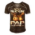 Best Buckin Pap Ever Deer Hunting Bucking Father Men's Short Sleeve V-neck 3D Print Retro Tshirt Brown