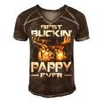 Best Buckin Pappy Ever Deer Hunting Bucking Father Men's Short Sleeve V-neck 3D Print Retro Tshirt Brown