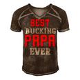 Best Buking Papa Ever Papa T-Shirt Fathers Day Gift Men's Short Sleeve V-neck 3D Print Retro Tshirt Brown