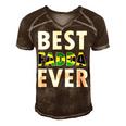 Best Fadda Ever Funny Jamaican Dad Fathers Day Souvenir Men's Short Sleeve V-neck 3D Print Retro Tshirt Brown