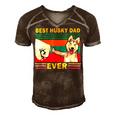 Best Husky Dad Ever I Love My Husky Men's Short Sleeve V-neck 3D Print Retro Tshirt Brown