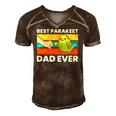 Best Parakeet Dad Ever Vintage Retro Men's Short Sleeve V-neck 3D Print Retro Tshirt Brown