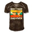 Best Tiger Dad Ever Happy Fathers Day Men's Short Sleeve V-neck 3D Print Retro Tshirt Brown
