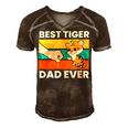 Best Tiger Dad Ever Men's Short Sleeve V-neck 3D Print Retro Tshirt Brown