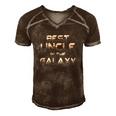 Best Uncle In The Galaxy Cool Space Funny Cool Uncle Men's Short Sleeve V-neck 3D Print Retro Tshirt Brown