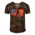 Bigfoot American Flag Sasquatch 4Th July Gift Men's Short Sleeve V-neck 3D Print Retro Tshirt Brown