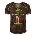 Bonus Dad Elf Matching Family Group Christmas Party Pajama Men's Short Sleeve V-neck 3D Print Retro Tshirt Brown
