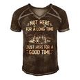 Camping - Not Here For A Long Time Just Here For A Good Time Men's Short Sleeve V-neck 3D Print Retro Tshirt Brown