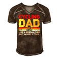 Cycling Cyclist Dad Fathers Day Men's Short Sleeve V-neck 3D Print Retro Tshirt Brown