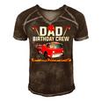 Dad Birthday Crew Fire Truck Firefighter Fireman Party V2 Men's Short Sleeve V-neck 3D Print Retro Tshirt Brown
