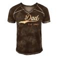 Dad Est2005 Perfect Fathers Day Great Gift Love Daddy Dear Men's Short Sleeve V-neck 3D Print Retro Tshirt Brown