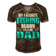 Dad Fishing Gift My Favorite Fishing Buddy Calls Me Dad Men's Short Sleeve V-neck 3D Print Retro Tshirt Brown