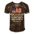 Dad No Matter How Hard Life Gets At Least Happy Fathers Day Men's Short Sleeve V-neck 3D Print Retro Tshirt Brown