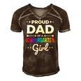 Dad Of A Kindergarten Girl Gift Men's Short Sleeve V-neck 3D Print Retro Tshirt Brown