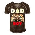 Dad Of Birthday Boy Time To Level Up Video Game Birthday Men's Short Sleeve V-neck 3D Print Retro Tshirt Brown