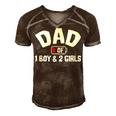 Dad Of One Boy And Two Girls Men's Short Sleeve V-neck 3D Print Retro Tshirt Brown