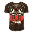 Dad Pit Crew Race Car Birthday Party Racing Family Men's Short Sleeve V-neck 3D Print Retro Tshirt Brown
