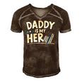 Daddy Is My Hero Kids Police Thin Blue Line Law Enforcement Men's Short Sleeve V-neck 3D Print Retro Tshirt Brown