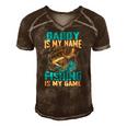 Daddy Is My Name Fishing Is My Game Funny Fishing Gifts Men's Short Sleeve V-neck 3D Print Retro Tshirt Brown