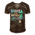 Daddy Of The Birthday Mermaid Family Matching Party Squad Men's Short Sleeve V-neck 3D Print Retro Tshirt Brown