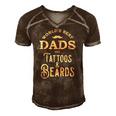 Dads With Tattoos And Beards Men's Short Sleeve V-neck 3D Print Retro Tshirt Brown