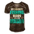 Dedushka Grandpa Fishing Gift My Favorite Fishing Buddy Calls Me Dedushka Men's Short Sleeve V-neck 3D Print Retro Tshirt Brown