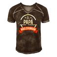El Papa Mas Chingon Spanish Dad Fathers Day Men's Short Sleeve V-neck 3D Print Retro Tshirt Brown