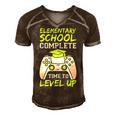 Elementary Complete Time To Level Up Kids Graduation Men's Short Sleeve V-neck 3D Print Retro Tshirt Brown