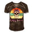 Epilepsy Warrior Skull Women Vintage Purple Ribbon Epilepsy Epilepsy Awareness V2 Men's Short Sleeve V-neck 3D Print Retro Tshirt Brown