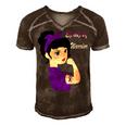 Epilepsy Warrior Strong Women Purple Ribbon Epilepsy Epilepsy Awareness V2 Men's Short Sleeve V-neck 3D Print Retro Tshirt Brown