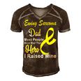 Ewings Sarcoma Dad Most People Never Meet Their Hero I Raised Mine Yellow Ribbon Ewings Sarcoma Ewings Sarcoma Awareness Men's Short Sleeve V-neck 3D Print Retro Tshirt Brown