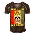 Ewings Sarcoma Warrior Skull Women Vintage Yellow Ribbon Ewings Sarcoma Ewings Sarcoma Awareness Men's Short Sleeve V-neck 3D Print Retro Tshirt Brown