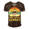 Ewings Sarcoma Warrior Skull Women Vintage Yellow Ribbon Ewings Sarcoma Ewings Sarcoma Awareness V2 Men's Short Sleeve V-neck 3D Print Retro Tshirt Brown