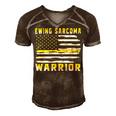 Ewings Sarcoma Warrior Usa Flag United States Flag Yellow Ribbon Ewings Sarcoma Ewings Sarcoma Awareness Men's Short Sleeve V-neck 3D Print Retro Tshirt Brown