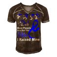 Fasd Dad Most People Never Meet Their Hero I Raised Mine Blue And Grey Ribbon Fetal Alcohol Spectrum Disorder Fetal Alcohol Spectrum Disorder Awareness Men's Short Sleeve V-neck 3D Print Retro Tshirt Brown