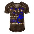 Fasd Mom Most People Never Meet Their Hero I Raised Mine Blue And Grey Ribbon Fetal Alcohol Spectrum Disorder Fetal Alcohol Spectrum Disorder Awareness Men's Short Sleeve V-neck 3D Print Retro Tshirt Brown