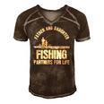 Father & Daughter Fishing Partners - Fathers Day Gift Men's Short Sleeve V-neck 3D Print Retro Tshirt Brown
