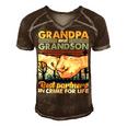 Father Grandpa And Grandson Best Partners In Crime For Life 113 Family Dad Men's Short Sleeve V-neck 3D Print Retro Tshirt Brown