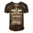 Father Grandpa I Am A Lucky Dad Fathers Day From Stubborn Daughter26 Family Dad Men's Short Sleeve V-neck 3D Print Retro Tshirt Brown