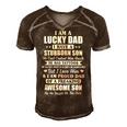 Father Grandpa I Am A Lucky Dad Fathers Day From Stubborn Son25 Family Dad Men's Short Sleeve V-neck 3D Print Retro Tshirt Brown