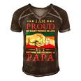 Father Grandpa I Am Proud Of Many Things In Life But Nothing Beats Being A Papa258 Family Dad Men's Short Sleeve V-neck 3D Print Retro Tshirt Brown
