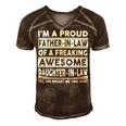 Father Grandpa Im A Proud In Law Of A Freaking Awesome Daughter In Law386 Family Dad Men's Short Sleeve V-neck 3D Print Retro Tshirt Brown