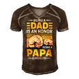 Father Grandpa Vintage Being A Dad Is An Honor Being A Papa Is Priceless Father Day 189 Family Dad Men's Short Sleeve V-neck 3D Print Retro Tshirt Brown