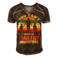 Father Grandpa You Cant Scare Me I Have Two Daughters Vintage Sunset 22 Family Dad Men's Short Sleeve V-neck 3D Print Retro Tshirt Brown