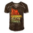 Father Husband Garage Drinker Vintage Mechanic Dad Handyman Men's Short Sleeve V-neck 3D Print Retro Tshirt Brown